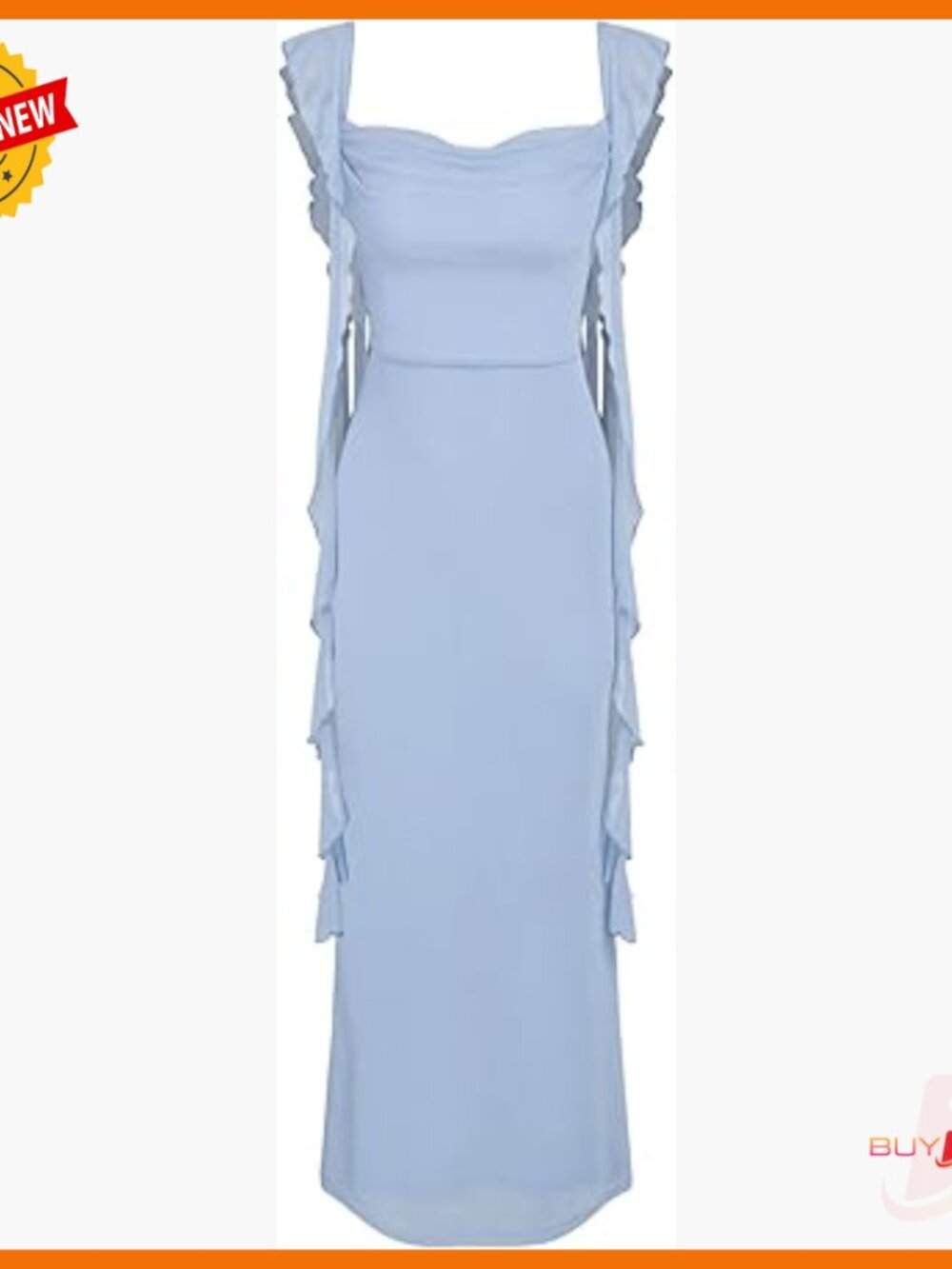 Sleeveless Maxi Formal Dress Mesh Ruffle Hem Wedding Guest Cocktail